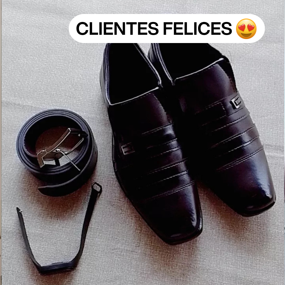 [¡COMPRÁ 1 Y LLEVATE 3 DE REGALO!] Zapatos de Cuero Premium + Cinturón + Billetera + Reloj Digital