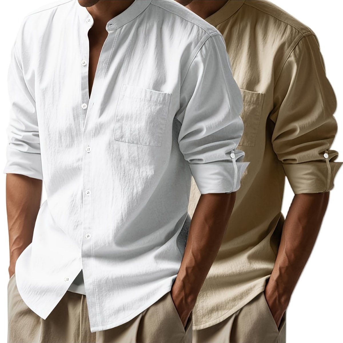 [BUY 1 GET 1 FREE] Santorini Premium Men’s Linen Shirts + FREE Exclusive Watch Gift