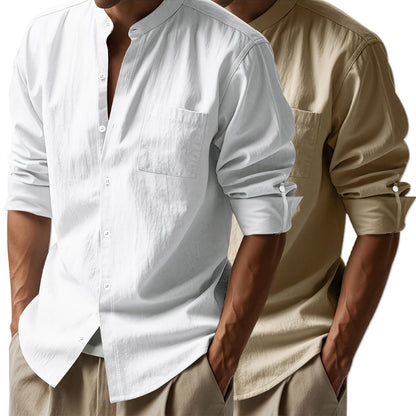 [BUY 1 GET 1 FREE] Santorini Premium Men’s Linen Shirts + FREE Exclusive Watch Gift
