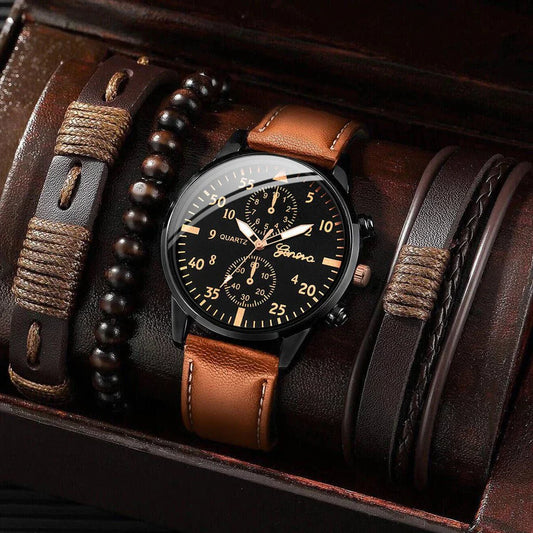 [BUY 1 GET 3 FREE] Geneva Chronos Men's Watch Kit + 3 Bracelets